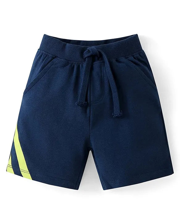 Cotton Knit Half Sleeves T-Shirt & Shorts Set With Soccer Ball Embroidery - Green & Blue