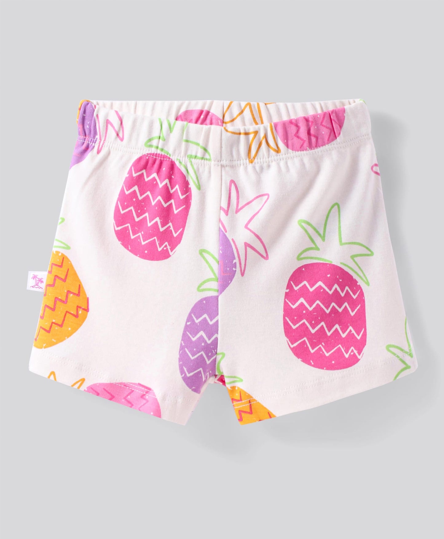 100% Cotton Half Sleeves Shorts Night Suit With Tropical Print Pack Of 2 - Light Pink & White