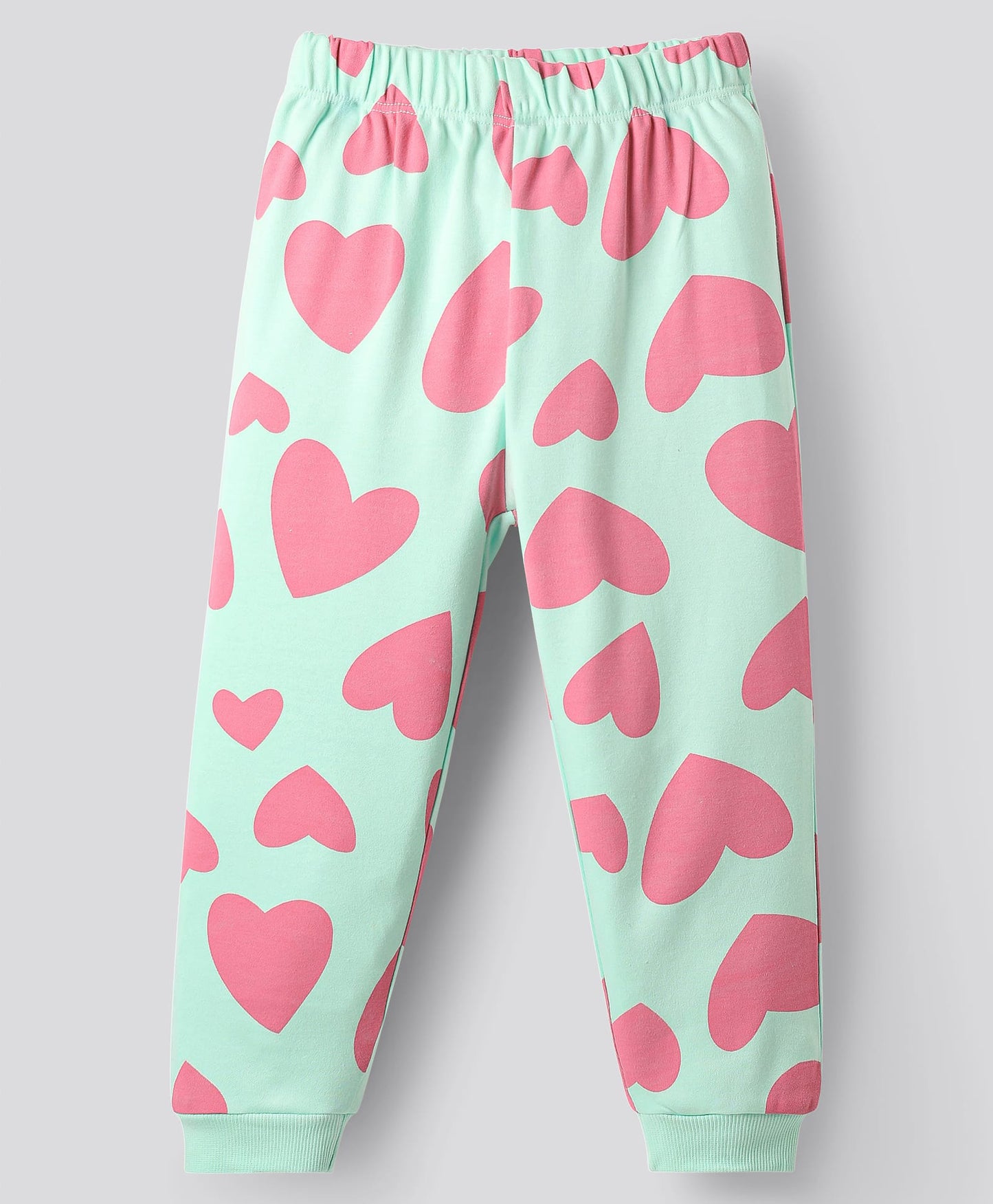 100% soft cotton - Heart Printed Pajama Set - Mint