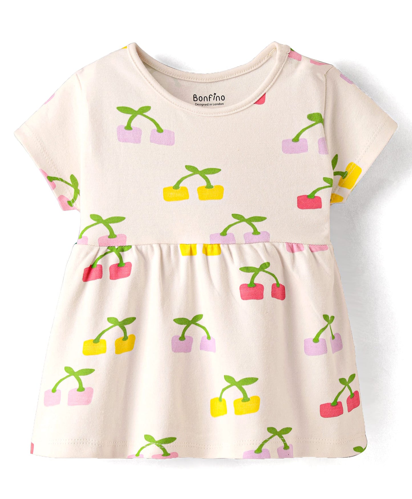 100% Cotton Cherries Printed T-Shirt and Shorts Set - Multicolor