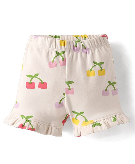 100% Cotton Cherries Printed T-Shirt and Shorts Set - Multicolor