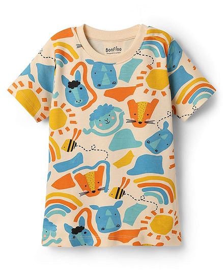 100% Cotton Animal print T-Shirt and Shorts Set (Pack of 2) - Multicolor