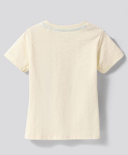 100% Cotton Printed T-Shirt and Shorts Set with Crane print - Off White