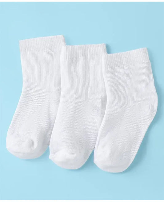 Ankle Length Antibacterial Cotton Socks Pack Of 3 - White