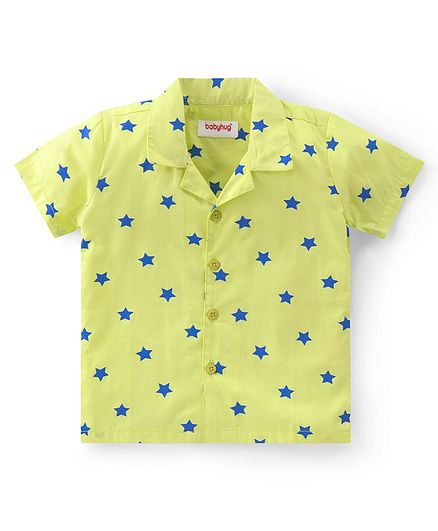100% Cotton Woven Full Sleeves Night Suit Star Print - Green