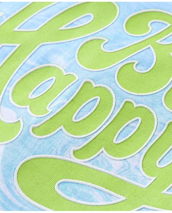 100% Cotton Knit Half Sleeves Text Printed T-Shirt & Shorts Set - Blue