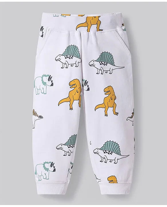 100% Cotton Knit Full Sleeves Night Suits With Stripes & Dino Print Pack Of 3 - Mint & White