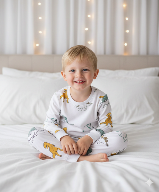 100% Cotton Knit Full Sleeves Night Suit Dino Print