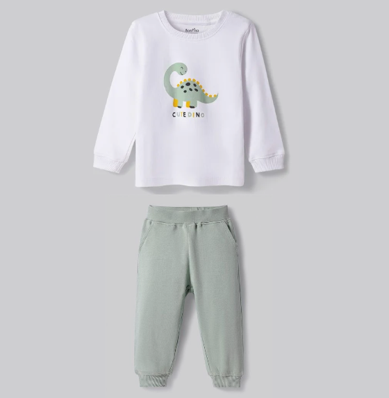 100% Cotton Knit Full Sleeves Night Suit Dino Print